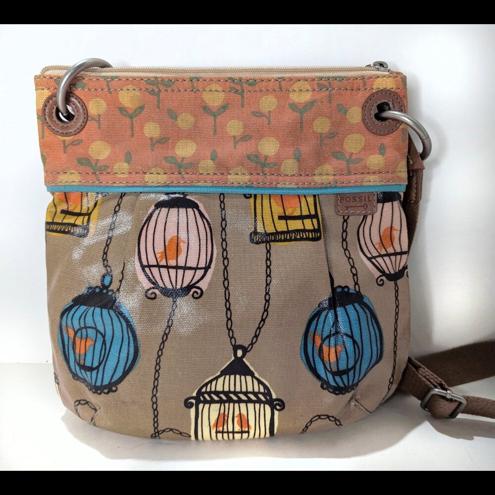 Stylish Fossil Coated Canvas Keyper Birdcage Patt… - image 2